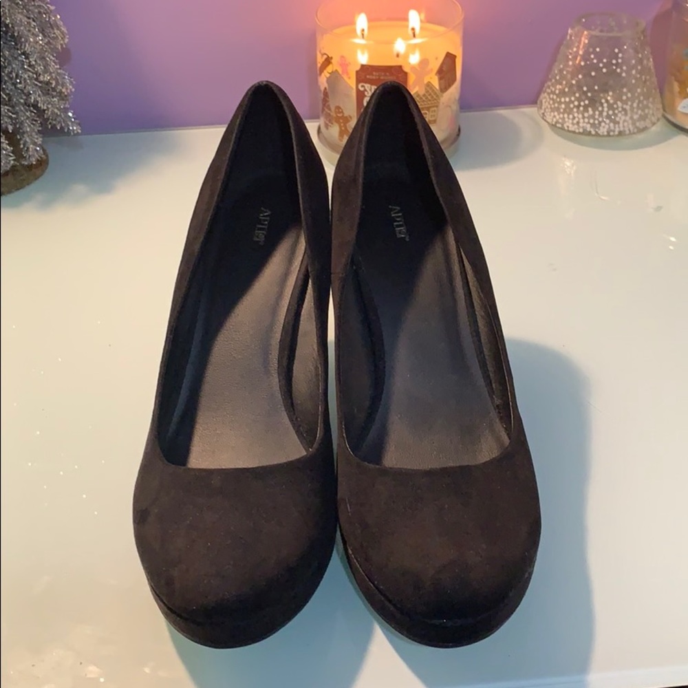 Apt. 9 Black Suede Wedge Heels